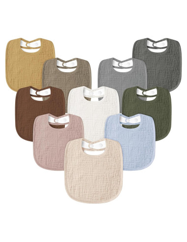 Baberos de Muselina Susurration 10 Pack Ajustables para Bebés