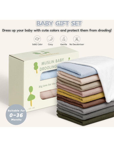 Baberos de Muselina Susurration 10 Pack Ajustables para Bebés