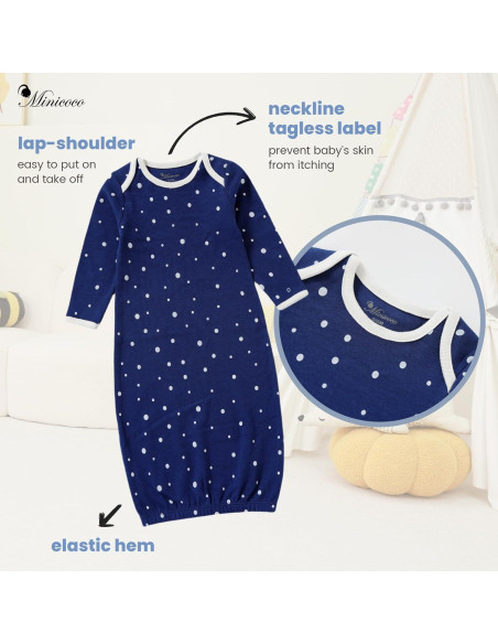Bata de dormir 100% algodón Minicoco para bebés 0-6 meses