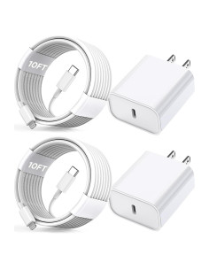Cargador Rápido USB C para iPhone 2 Pack 10FT MFi