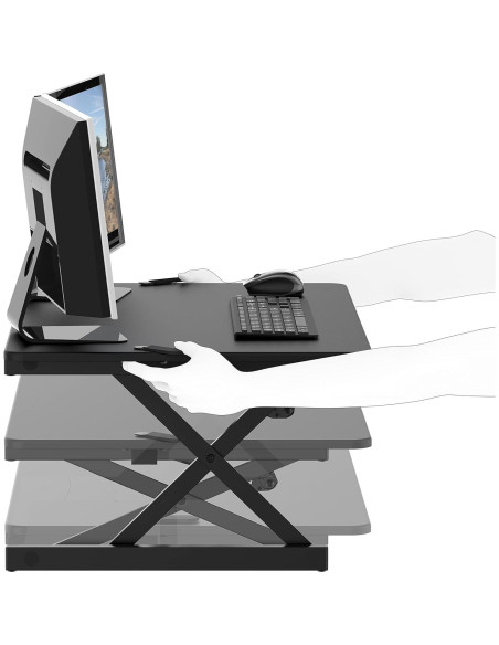 Escritorio Elevador Ajustable SHW 81 cm Negro Ergonomico