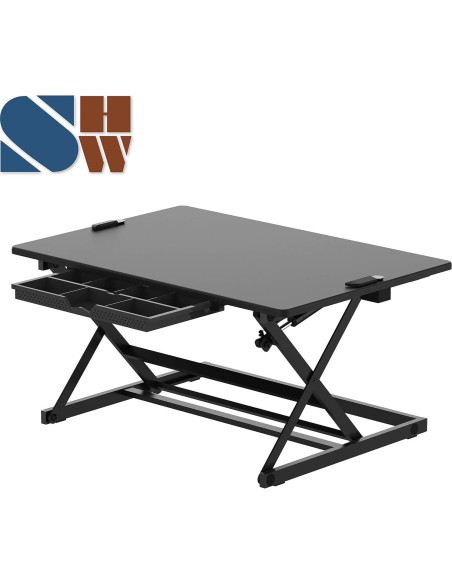 Escritorio Elevador Ajustable SHW 81 cm Negro Ergonomico