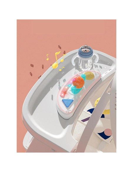 Silla de Rebotar para Bebé 5 en 1 Rosa, Ajustable y Portátil