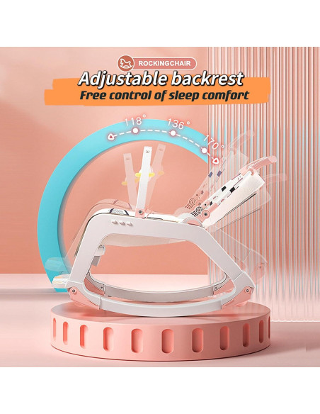 Silla de Rebotar para Bebé 5 en 1 Rosa, Ajustable y Portátil