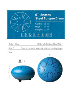 Tambor de Lluvia NIPINUS 6" Acero 8 Notas Impermeable 2