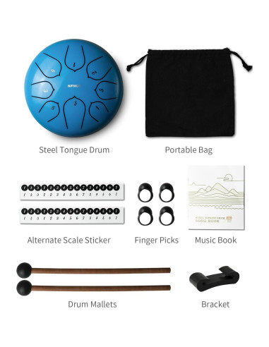 Tambor de Lluvia NIPINUS 6" Acero 8 Notas Impermeable