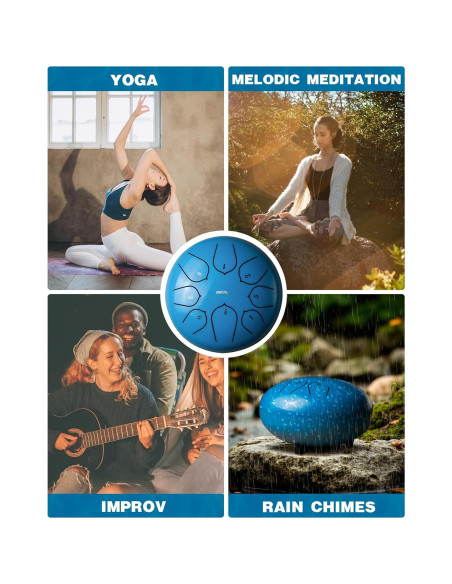 Tambor de Lluvia NIPINUS 6" Acero 8 Notas Impermeable