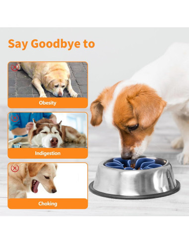 Inserto de Silicona para Tazón de Perro Alimentación Lenta S Azul