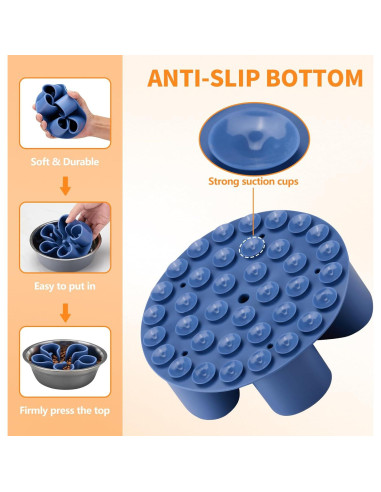 Inserto de Silicona para Tazón de Perro Alimentación Lenta S Azul