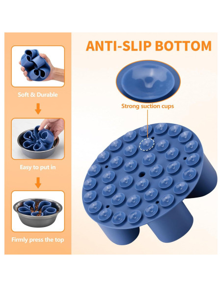 Inserto de Silicona para Tazón de Perro Alimentación Lenta S Azul