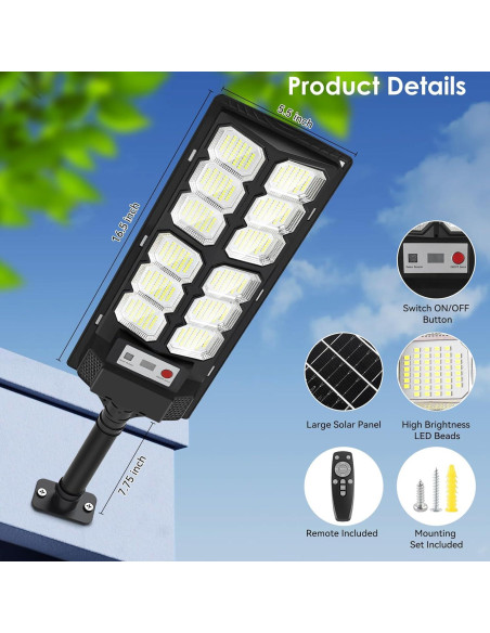 Paquete de 2 Luces Solares de Calle CNOIJUTS 13000LM IP65