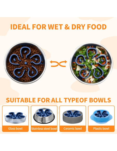 Inserto de Silicona para Tazón de Perro Alimentación Lenta S Azul