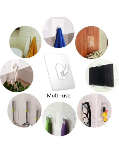 Ganchos Adhesivos Transparentes Ninth Five - Paquete de 30 Piezas