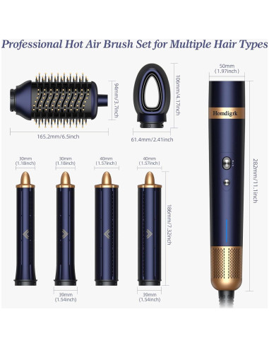 Set 6-en-1 Estilizador de Pelo Homdigrk - Secador y Rizador