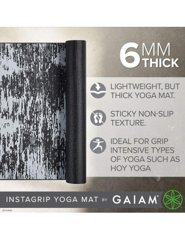 Esterilla de Yoga Gaiam 6mm Antideslizante Obsidiana
