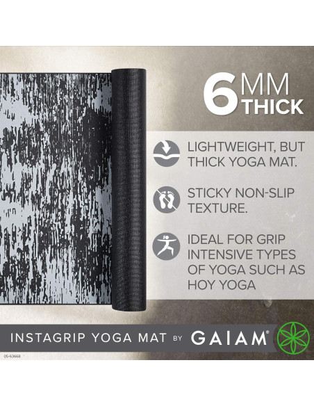Esterilla de Yoga Gaiam 6mm Antideslizante Obsidiana