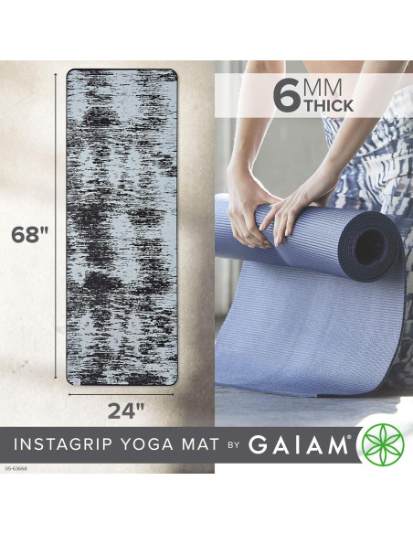 Esterilla de Yoga Gaiam 6mm Antideslizante Obsidiana