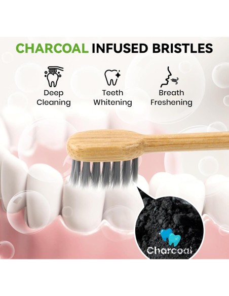 Cabezas de cepillo de dientes de bambú Ponpace para Laifen, cerdas suaves