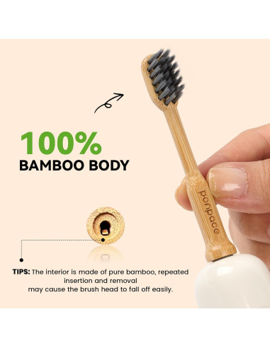 Cabezas de cepillo de dientes de bambú Ponpace para Laifen, cerdas suaves