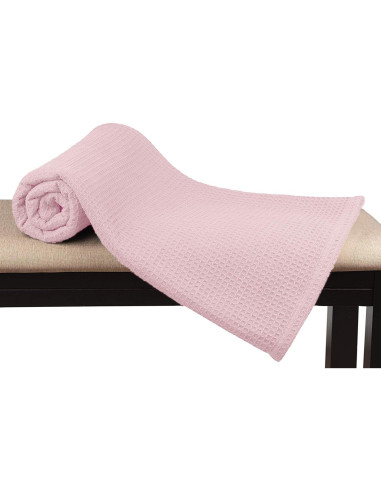 Manta Térmica Individual Glamburg 100% Algodón Waffle Rosa Bebé