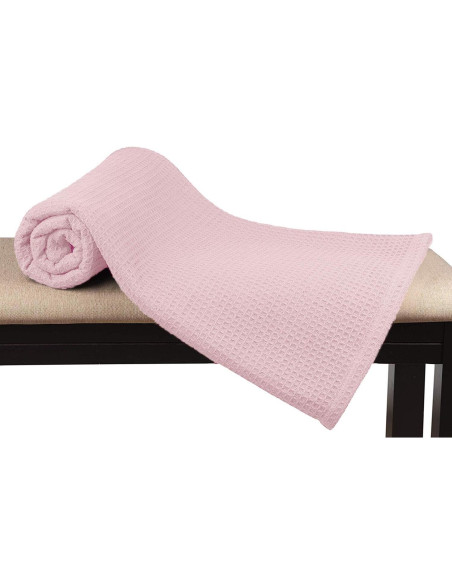 Manta Térmica Individual Glamburg 100% Algodón Waffle Rosa Bebé
