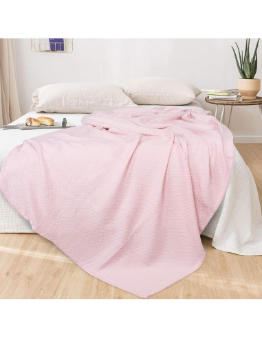 Manta Térmica Individual Glamburg 100% Algodón Waffle Rosa Bebé