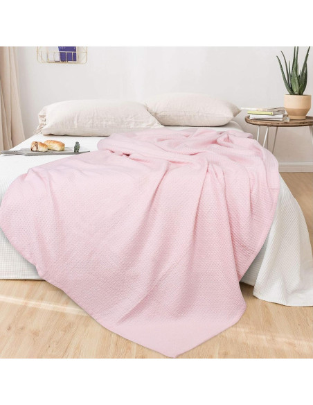 Manta Térmica Individual Glamburg 100% Algodón Waffle Rosa Bebé