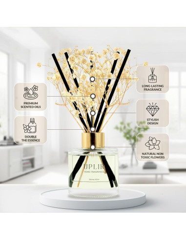 Difusor de caña UPLIR con aceite esencial Jazmín y Té Blanco 100ml