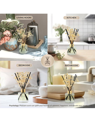 Difusor de caña UPLIR con aceite esencial Jazmín y Té Blanco 100ml