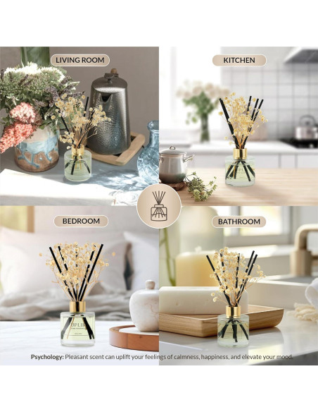 Difusor de caña UPLIR con aceite esencial Jazmín y Té Blanco 100ml