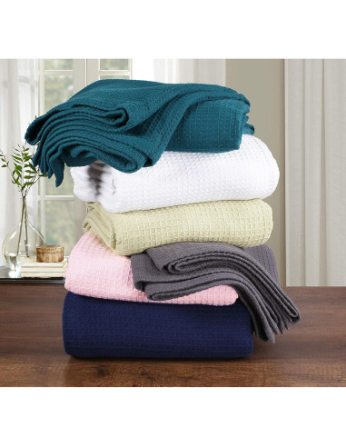 Manta Térmica Individual Glamburg 100% Algodón Waffle Rosa Bebé