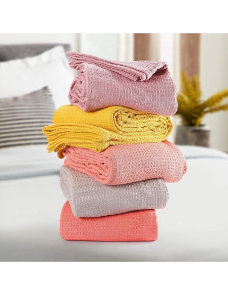 Manta Térmica Individual Glamburg 100% Algodón Waffle Rosa Bebé