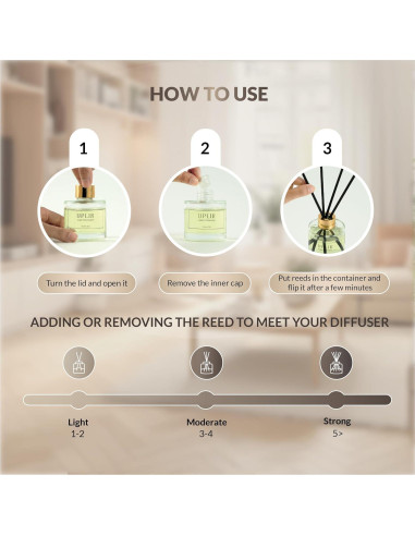 Difusor de caña UPLIR con aceite esencial Jazmín y Té Blanco 100ml