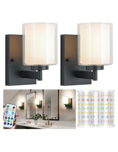 Juego de apliques de pared recargables Andachetg 10000mAh RGB