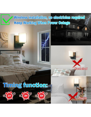 Juego de apliques de pared recargables Andachetg 10000mAh RGB