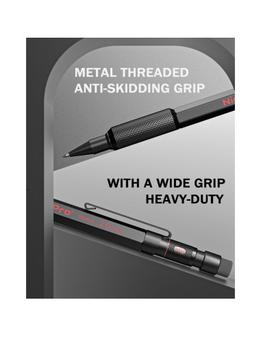 Conjunto de 3 Lápices Mecánicos Nicpro 2mm con Estuche y Minas