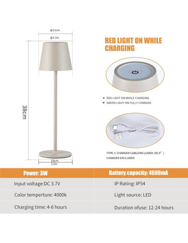 Lámparas de Mesa Inalámbricas Recargables USB IMQSQIK 2Pack