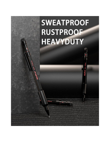 Conjunto de 3 Lápices Mecánicos Nicpro 2mm con Estuche y Minas