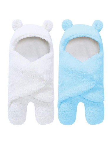 Paquete de 2 mantas swaddle Sherpa Spotted Play - Acuamarina y Blanca