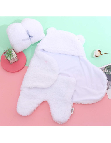 Paquete de 2 mantas swaddle Sherpa Spotted Play - Acuamarina y Blanca