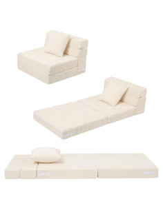Sofá Plegable MeMoreCool para Niños Futón Beige 160x66cm