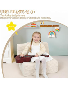 Sofá Plegable MeMoreCool para Niños Futón Beige 160x66cm 2