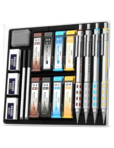 Juego de Lápices Mecánicos Nicpro 4 Pack 0.3-0.9mm con Estuche