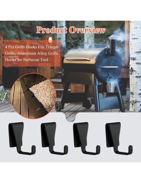 Ganchos para Parrillas WFCYX de Aluminio - 4 Pcs Compatibles Traeger