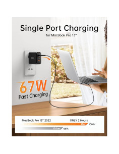 Cargador USB-C Rápido SELORE 67W Plegable 3 Puertos Negro 2