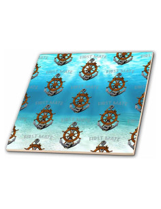 Azulejo Cerámico 10x10 cm 3dRose Patrón Náutico Ancla
