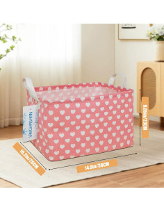 Caja de Almacenamiento Plegable LANGYASHAN Lienzo Corazones 2