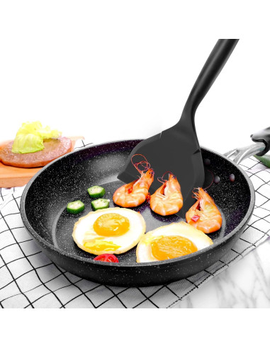 Paquete de 2 espátulas de silicona Ecerangus 26x12 cm Negro