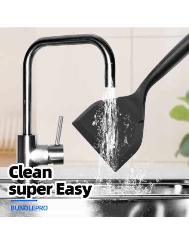 Paquete de 2 espátulas de silicona Ecerangus 26x12 cm Negro