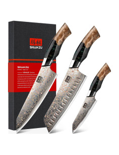 Juego de cuchillos SHAN ZU Damasco 3 piezas acero forjado